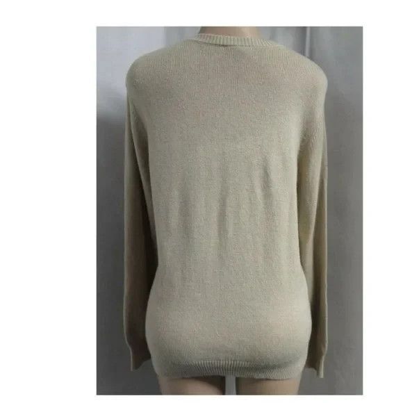 LOFT BEIGE STRIPED EMBELLISHED FRONT CAREER CASUAL TUNIC SWEATER SIZE: XL NWT - Picture 3 of 4